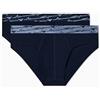 Emporio Armani Slip da Uomo Allover Shiny Logoband, Confezione da 2, Blu, XL, Blu, XL