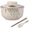 Braozaiw Ceramic Soup Bowl Set da 800 ml Ramen Bowl (bacchette cucchiaio), grandi ciotole giapponesi per noodle Bowls, set tradizionale asiatico, per udon, pasta, pho, soba (vimini)