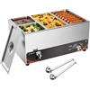 DULNICE Scaldavivande Elettrico bagnomaria Bain Marie Professionale, pomello in Metallo, Acciaio Inossidabile per Buffet con coperchi, con 2 Cucchiaio da Minestra, con Rubinetto (4)