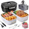 Nifogo Scaldavivande Elettrico 100W Lunch Box Elettrica 3 in 1 Contenitore Portavivande 1,5Lx2 l'ufficio, casa, Auto, Camion 12V 24V e 230V con Grigio Borsa isolante e Set di Posate