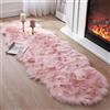 JXLOULAN Tappeto in finta pelliccia di pecora rosa, 60 x 160 cm, a pelo lungo, morbido tappeto decorativo per sedie, divano, camera da letto, cameretta dei bambini