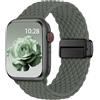 Yoohoo Cinturini Compatibile con Apple Watch 49mm 46mm 45mm 44mm 42mm 41mm 40mm 38mm, Magnetico Nylon Solo Loop per iWatch 11 10 9 8 7 6 5 4 3 2 1 Ultra SE 3 2 1, Cinturino Intrecciato Elastico