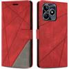 SONWO Cover per Realme C51 / Realme C53, Flip Caso in PU Pelle Case Cover Custodia con Slot per Schede e Supporto Stand per Realme C51 / Realme C53, Rosso