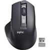 INPHIC Mouse senza fili ricaricabile, [livello della batteria visibile], mouse USB 2.4G senza fili con clic silenzioso per laptop PC computer, 6 pulsanti, 2400 DPI, 4 livelli di regolazione, grigio