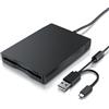 CSL-Computer CSL - Lettore Floppy Disk Esterno USB A e USB C - Unità FDD 3,5 Pollici 1,44 MB - Lettore Dischetti Slim Portatile - Plug & Play - Compatibile con PC / Laptop / Windows 11 & 10 - Nero