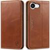 SHIELDON Cover in Vera Pelle per iPhone 16e/17e 6,1 5G 2026, Marrone Retro | Blocco RFID, Porta Carte, Cover Portafoglio, Tpu Interno, Chiusura Magnetica, Custodia a Libro