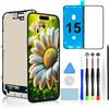 Brinonac Display per iPhone 15, Schermo LCD Retina Full HD 6,1, Kit di Sostituzione Touch Screen con Digitizer e Telaio