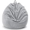 Highdi Poltrona Sacco Bambini 70 x 80 cm (Senza Ripieno), Velluto a Coste Pouf Sacco, Grigio Bean Bag Chair per Soggiorno/Camera/Gaming, perfetta per Adulti e Adolescenti