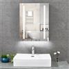 T&K Armadietto a specchio da bagno con luce LED 50x65cm, con funzione antiappannamento, luce inferiore, presa di corrente e USB, Mobiletto Specchio Bagno con cornice in alluminio, anta singola