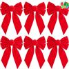 JOYIN Set di 6 Fiocchi Natalizi in Velluto Rosso, 33 cm di Lunghezza e 22,9 cm di Larghezza, per Albero Grandi Fiocchi Decorativi Natalizi per Decorazioni Natalizie per Interni ed Esterni, ghirlande