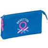 safta BENETTON BASICS AZULINA - Astuccio triplo, astuccio per bambini, ideale per bambini in età scolastica, comodo e versatile, qualità e resistenza, 22 x 3 x 12 cm