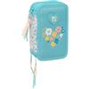 safta MOOS FIORI - Astuccio scuola con 37 utili inclusi, astuccio per bambini, ideale per bambini dai 5 ai 14 anni, comodo e versatile, qualità e resistenza, 12,5 x 5,5 x 19,5 cm