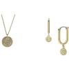 Fossil Sadie Glitz Disc - collana e orecchini a catena in acciaio inossidabile color oro - donna