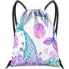 BHAHB Zaino con coulisse per borsa a corda, impermeabile, carino, sport, spiaggia, nuoto, viaggi (33 x 43 cm), Z39-coda di pesce, Taglia unica, A