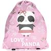 PASO Sacca sportiva bambini panda 36 x 32 cm zainetto palestra con cordoncini scuola sport tempo libero viaggio Panda Love
