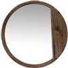 DRW Specchio da parete rotondo con cornice in legno naturale 80x80x3 cm
