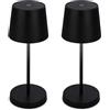 BRILONER - Set di 2 lampade da tavolo LED senza fili con touch, dimmerabili a livelli, lampada da scrivania senza fili, lampada ricaricabile, comodino, per esterni, 10,5x26 cm, nero