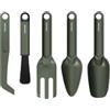 Fiskars Urban Plant Care Set di Attrezzi per Giardinaggio, 5 Pezzi, Kit All-in-One per Piante da Appartamento, Design Salvaspazio, Acciaio Inossidabile con Rivestimento a Polvere, Verde Oliva, 1080778