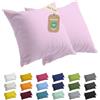 Lavea® Set 2 Federe per Cuscini da Letto 50x50 cm - Copricuscini 100% Cotone Jersey Morbidi e Traspiranti, con Cerniera YKK di Qualità, OEKO-TEX - Rosa