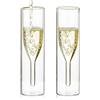 Sziqiqi 2 bicchieri da champagne in cristallo a doppia parete senza piedini, in vetro trasparente soffiato a mano per catering, matrimoni, feste, bar, riunioni di famiglia