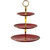 Wagoodter Supporto per cupcake a 3 livelli Wagoodter Supporto per cupcake da dessert in plastica per servire cupcake, frutta, cioccolatini e altro ancora (rosso Tondo)