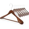 MELA'S Wooden Wide Clothes Hanger, Natural Wood, Pack of 10, Non-Slip, for Stable Jacket, Suit, Shirts, Extra Wide Shoulders, Trouser Bars, 45 x 23 x 5.5(Walnut)