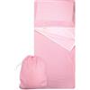 Panini Tessuti Set Asilo, Sacco nanna e sacchetto per Bimbo e Bimba da 2 a 6 Anni - Tessuto 100% Cotone Quadretti Rosa Copertina Asilo