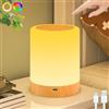 YverLand Lampada da Comodino LED Touch, Luce Notturna senza Fili, Colori RGB, 4 Modalità, 5 Livelli di Luminosità, Ricaricabile, Funzione Timer, Lampada LED per Cameretta, Soggiorno (Cilindrica 1)
