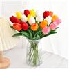 Probuk 20pcs Mazzo di Tulipani Artificiali Multicolore - Linguaggio dei Fiori Completo (4 Arancioni, 4 Bianchi, 4 Rossi, 4 Rosa, 4 Gialli), Decorazione Vivace per Casa, Ufficio & Feste
