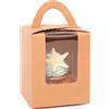 Gcardist Marrone, contenitore per cupcake, monouso, 25 scatole singole con finestra, 9,3 x 9,3 x 11 cm