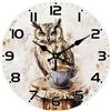 CHGCRAFT Orologio da parete Gufo Caffè non ticchettio 30 cm orologio da parete decorativo rotondo per la decorazione di casa ufficio