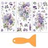OLYCRAFT 3pz Peonie Viola Adesivi Trasferibili per Mobili 15x30cm Ortensie Adesivi per Mobili Lillà Ranuncoli Adesivo Da Trasferire con 1pz raschietti per Bicchieri di Vetro Armadietti