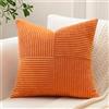 Sungeek 1 Pezzi Federe Cuscini 40x40 in Morbido Velluto a Coste, Fodere per Cuscini Decorativi con Motivo a Strisce e Patchwork Croce Copricuscini Cuscino per Divano Letto Soggiorno, Arancione
