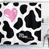 ABAKUHAUS Cow Print Tenda da Doccia, Reticolo del camuffamento, Tessuto Set di Decorazioni per il Bagno con Ganci, per la vasca da bagno, 175 x 200 cm, Rosa Nero Bianco