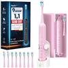 YTEATH PRO Spazzolino elettrico sonico per adulti e bambini, 5 modalità di pulizia con 3 livelli di intensità, timer, 8 testine di ricambio e custodia da viaggio, ricaricabile Sonic Toothbrush