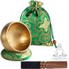 alasemo Tibetan Klangschalen Set Ø8cm, Klangschale klein für Yoga Meditation und Relaxation, mano martellato in ottone canto ciotola con legno Klöppel Cuscino e sacchetto