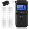 Vuxava Etilometro Digitale Portatile Certificato Alcol Test Preciso con Schermo LCD, 20 Bocchini, Custodia in Fibra di Carbonio Nera, Riutilizzabile per Casa e Auto