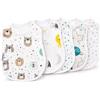 FlyIdeas Set Bavaglini Neonato Impermeabili 5 Pezzi - Bavette Pappa Svezzamento in Cotone Doppio Strato Idrorepellente, Idea Regalo per Neonati e Allattamento