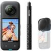 Insta360 X3 Pack Essenziale - Action cam a 360° impermeabile con adesivi, sensore da 1/2, 360° 5.7K, foto a 360° a 72 MP, stabilizzazione, touchscreen da 2,29, feedback vibrazioni, editing con IA