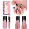 NOVO OVO Long Sharp Square Black French Tip Nail Tips Press on BERRY PINK, gel extra spesso need builder & Top Coat & Colla, morbido gel Extension copertura completa per fai da te 15 misure, 180 pezzi