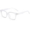 MMOWW Occhiali da Lettura Rettangolari - Oversized Square Frame Anti Luce Blu Occhiali donna uomo (Trasparente, +2.0)