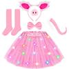 YUYWWAN Costume da Maiale Rosa, Accessori per Costume da Maiale Bambini, Costumi da Animale Luminoso, Grazioso Costumi da Maiali a LED Bambina, per Halloween, Carnevale, Feste in Maschera, Cosplay (Rosa-A)