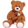 Yeqivo Gigante Orsacchiotto Animale Ripieno Mamma con il Bambino per i Bambini, Fidanzata il Giorno della Mamma, San Valentino (100CM, Marrone)