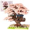 HOTUT Botanicals Albero Bonsai, 2151 Pezzi Set di Costruzione da Giardino in Fiore di Ciliegio con Luce a LED, Sakura Albero Casa Costruire Blocco, Kit di Piante Artificiali, Regalo per Adulti Bambini