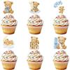 Penitue 36pz Orsetto Baby Shower Topper Cupcake, 6 Disegni Orso Blu Stuzzicadenti Cupcake Scelta Tema Animale Giungla Decorazioni Torta per Baby Shower Rivelazione Sesso Compleanno Forniture per Feste