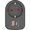 Simon - Adattatore Combi 1 Presa Schuko 16A (250V) + 2 Porte USB (A+C) 30W, Ricarica Rapida con Quick Charge per Cellulari, Smartphone e Tablet, Presa da Parete Compatta, Colore Nero