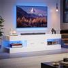 Bestier Mobile TV per TV da 65 pollici,moderno mobile TV laccato lucido,centro di intrattenimento a LED con ampio cassetto,consolle TV per soggiorno e camera da letto(bianco)