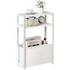 IBUYKE Tavolino Sottile con Cestino in Tessuto,3 Livelli Tavolino Piccolo Per Piccoli Spaz, 18 x 43 x 65 cm, Comodino Moderno Per Soggiorno Camera Balcone Cucina,Bianco TMZ009W
