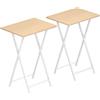 HOOBRO Tavolino, Tavolini per Spuntini, Set di 2 Pieghevoli Tavolo, Accanto al Divano, per Spazio Stretto, Struttura Stabile, Montaggio Facile, Bianco e Colore Legno Naturale EWN25BZ01