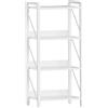 HOOBRO Scaffale a 4 Ripiani in Stile Moderno, Libreria Angolare, Scaffale a Scala, con Struttura in Metallo, per Soggiorno, Camera, Ufficio, Cucina o Ingresso, Bianco EWW40SJ01